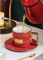 Ensemble tasse et soucoupe à café en céramique émaillée couleur nouveau design, tasse et assiette à latte cappuccino britannique délicat pour le bureau