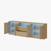 Moderno Soporte para TV LED Extra Ancho de 200 cm, Consola Multimedia RGB para Televisores de 75-85 Pulgadas, Mueble de Centro de Entretenimiento de Madera Sintética