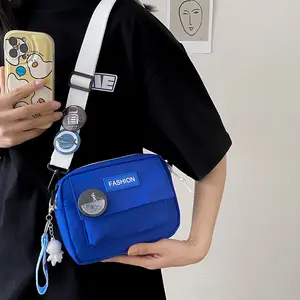 Unisex Crossbody çanta Oxford bez diyagonal omuz çantaları düz renk Satchels moda eğlence trendi kare sapan çanta 2023