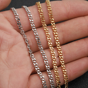โซ่คิวบาสแตนเลสชุบทอง 3 มม. สำหรับทำสร้อยคอ DIY อุปกรณ์ทำเครื่องประดับ - Product Image 4