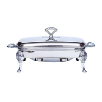 Großhandel königliches Restaurant Catering Party Edelstahl Rechteck Küchenvorrichtung Buffet Speisenwärmer Glas Chafing-Dish