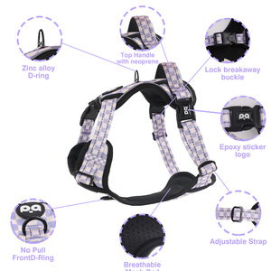 新デザイン ノープル チェック柄 犬用ハーネス 首輪 リード 蝶ネクタイ セット カスタムロゴ入り ネオプレン ポリエステル 高級犬用ランニングハーネスセット - Product Image 3