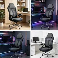 Chaise de jeu réglable en hauteur, chaise ergonomique à dossier haut avec repose-pieds, mobilier confortable pour les joueurs