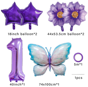 Ballons en Mylar en forme d'étoile, de papillon, de fleur, de chiffres de 0 à 9, avec <span class=keywords><strong>ruban</strong></span>, pour les cadeaux, les jouets, les anniversaires, les jeux, les événements, les fournitures - Product Image 6