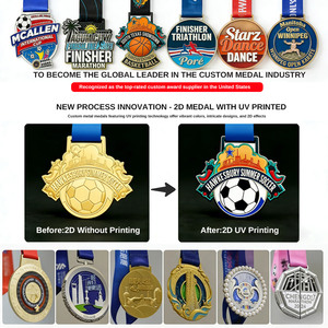 Medalla <span class=keywords><strong>de</strong></span> Metal Ecológica Chapada en Oro Grabada <span class=keywords><strong>con</strong></span> Proceso <span class=keywords><strong>de</strong></span> Personalización por Impresión UV, Medalla Conmemorativa <span class=keywords><strong>de</strong></span> Aleación <span class=keywords><strong>de</strong></span> Zinc Pintada - Product Image 3