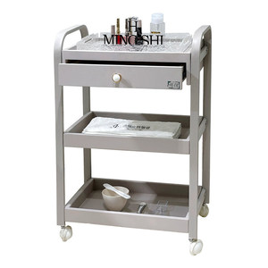 <b>White</b> Salon Trolley Rolling Cart with <b>Drawer</b> and 3 Tier <b>Storage</b> for Beauty Spa Hair Studio - Product Image 5