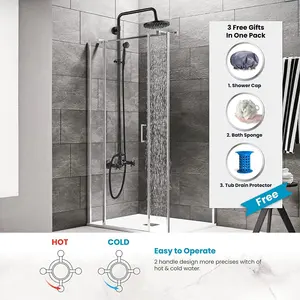 Rozorb — système de douche de pluie, mélange de 2 boutons, pomme de douche de 8 pouces avec robinet de salle de bain