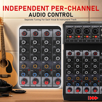 Console de mixage audio AK-4 à 4 canaux avec égaliseur graphique 7 bandes, alimentation fantôme 48V pour scène, streaming en direct, karaoké, enregistrement