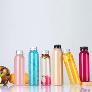 300Ml práctica PET transparente de alimentos de plástico de botellas de bebidas de jugo de embalaje con tapa de tornillo