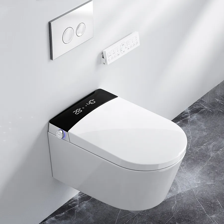 Neues Design Back To Wall Intelligente Wc Wandbehang Toiletten schüssel Automatische Toilette Bidet Badezimmer Wandbehang Smart Toilette