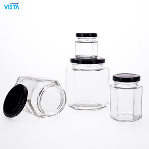 للبيع من مصنع فيستا برطمان من الزجاج السداسي المضلع لصلصة العسل وصلصة الجوز المخلل مع - Product Image 4