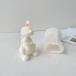 Vela perfumada con orejas largas de conejo, jabón hecho a mano, molde de silicona artesanal, adorno de yeso de conejo - Product Image 4