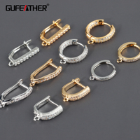 M806 Lot de 10 crochets de boucles d'oreilles en métal et zircon pour la fabrication de bijoux pour femmes, vente en gros