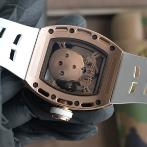 Reloj de lujo con diseño de calavera estilo RM 52-01, caja de titanio con diamantes, movimiento automático mecánico y correa de caucho. - Product Image 4