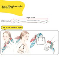 Foulard en satin pour femme 35"x2.36" – Foulard multifonctionnel pour sac et pochette, motif géométrique imprimé en sérigraphie