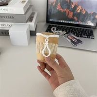 Jellycats Adorable Porte-clés en peluche en polyester en forme de tasse à café latte art, Poupée de machine à griffes, Pendentif de sac à dos et Décoration de voiture