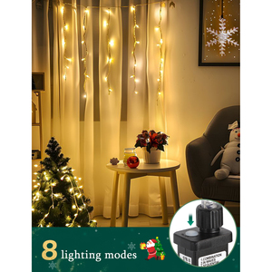 Aigostar 100 LED luci della tenda di natale 3M + 5M * 0.4M 8 modalità IP44 bianco caldo per matrimoni e feste di Halloween - Product Image 2