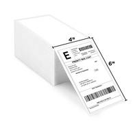 Perekat Kuat Label Barcode Ekspres Kipas Lipat Label Termal 4X6 Pengiriman Label Printer 4X6 Stiker Kipas Lipat Kertas Termal 4X6