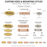 Étiquette métallique professionnelle personnalisée pour maillots de bain, épingles découpées, épingles à cheveux, canapés, portefeuilles, logos, mini-emballages, étiquettes simples, chiens, Xvidos