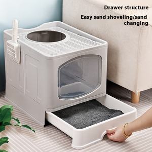 Caja de Arena para Gatos BIKO Personalizada, Grande, Rectangular, Totalmente Cerrada, de Plástico, 50x41x41cm, Fácil de Limpiar, a Prueba de Salpicaduras y Olores - Product Image 2