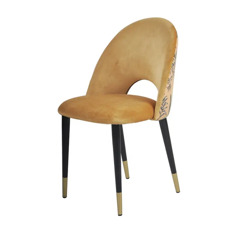 Y1976 LIXIN चांदी काले गोल्डन मखमल असबाबवाला खाने की कुर्सियों आधुनिक स्टील पैर और मखमल खाने की कुर्सियों