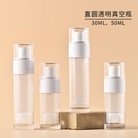 En stock, flacons sous vide transparents de 30 ml et 50 ml, cylindriques droits, pour crème pour les mains, écran solaire, fond de teint MS