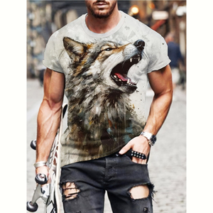 T-shirt da <span class=keywords><strong>uomo</strong></span> sexy con stampa 3D Cool Wolf Head Street Wear t-shirt corta alla moda Casual a sublimazione t-shirt allentata da <span class=keywords><strong>uomo</strong></span> - Product Image 1