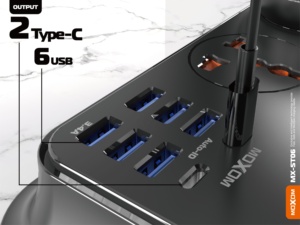 MOXOM Multiprise de <span class=keywords><strong>charge</strong></span> rapide à 12 prises avec 4 prises universelles, 6 ports USB et 2 prises Type C - Product Image 4