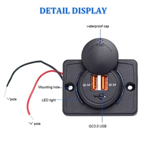 Chargeur USB pour bus à montage sur panneau 12V/24V avec double port de charge, 3.0A, massage magnétique sans fil, type allume-cigare - Product Image 3