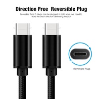 PD kabel Data USB 3.0 5Gbps pengisian daya cepat, kabel 60W 20V 3A 3M 2M cangkang aluminium tipe-c & anyaman nilon ganda tipe-c hitam untuk kamera