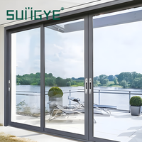 Portes coulissantes en aluminium noir SUNGYE à faible entretien, double vitrage Low-E, multi-coulissantes pour jardin, villa, balcon