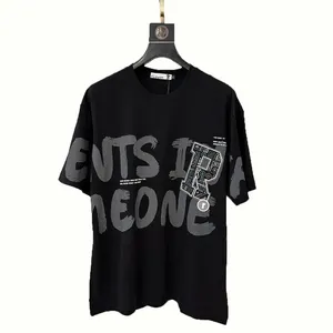 Factory direct sale black short sleeve men tshirt letter printing young boys high quality fashion oversize cotton tshirt for men