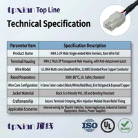 Kabel Harness Khusus MX4.2 Pitch 2P Male Housing UL2464 22AWG 4 Core dengan Ujung Tanpa Isolasi
