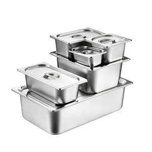 Factory Supplier Oem Accept High Standard Full Size Ice Cream 304 Kitchen Gn Pans Food Container Stainless Steel Pan