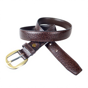 Ceinture décontractée Equipro en cuir marron avec boucle ardillon en alliage, texture unie, moulage monobloc, design durable, écologique, finition artisanale, 3,5 cm - Product Image 1