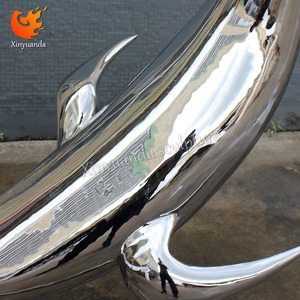 Lớn ngoài trời Vườn thép không gỉ gương nước tính năng điêu khắc đánh bóng Cá heo và Cá voi thiết kế - Product Image 5