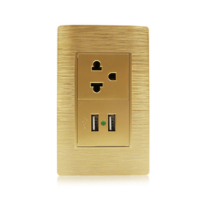 Luxury Gold 3 Pin America Socket With Double <strong>USB</strong> Charger Electric <strong>Switch</strong> and Socket - Product Image 2