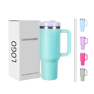 Gobelet isotherme à double paroi en acier inoxydable avec logo personnalisé, 40 oz, avec poignée et couvercle, anti-fuite, sans BPA - Product Image 1