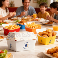 Boîte d'emballage en papier kraft ignifuge de qualité alimentaire, design moderne, impression offset, conception gratuite, poulet frit, riz, biscuits, salade