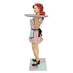 Polyresin/resina butler Statue Retro Rosie Diner Dame Che Serve Da Tavolo Statua, di Colore Completo - Product Image 2