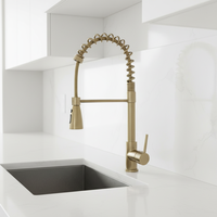 Robinet mélangeur de cuisine moderne monocommande eau chaude et froide, monotrou, en laiton, avec douchette céramique, robinet extractible à ressort 2 voies