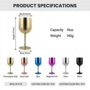 Gobelet à vin en plastique PP incassable, plaqué or, réutilisable, 450 ml, design moderne et luxueux, pour fêtes et mariages - Product Image 3