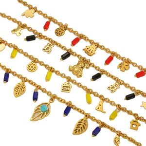 Bracelets Y2k Plaqué Or 18k Petit Ours Cristal Acier Inoxydable Bracelet Femme Pendentif Bijoux - Product Image 1