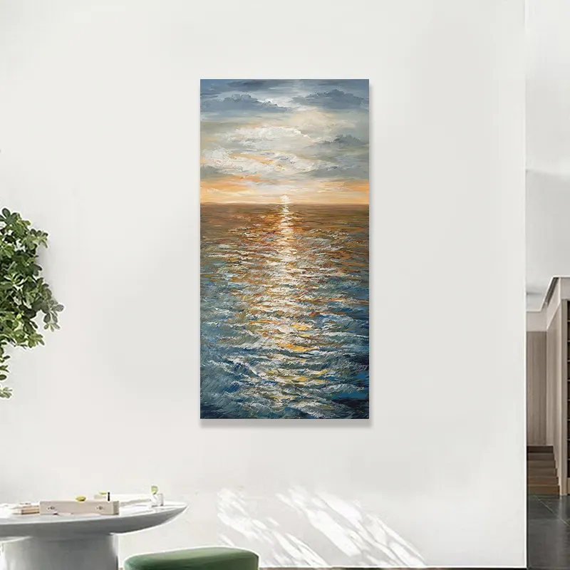 Home Decor Handgemalte See stück Sonnenaufgang Wand kunst Malerei Leinwand drucke Wand kunst Acrylmalerei Leinwandbilder