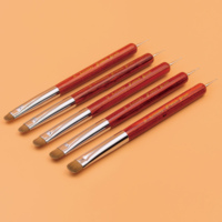 Pinceau français classique à manche en bois rouge, double embout, poils Kolinsky, avec stylo à pois, tailles 8-16, avec support offert