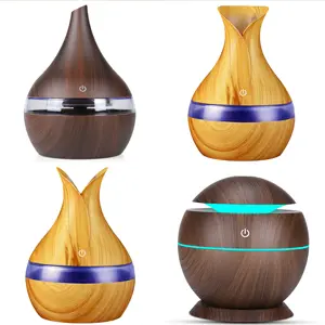 Logo personnalisé ciel bois grain étoiles Lune humidificateur électrique à ultrasons à l'huile Essentielle aromatique diffuseur avec 7 couleurs lumière