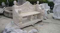 Banc d'église beau cuir sculpté extérieur Villa parc décoration bancs en pierre banc de jardin en marbre blanc à vendre