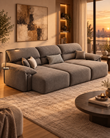 Lumio Optional Chesterfield Sofa, wandfrei platzierbar, verstellbar, Stoff-Samt, dreisitzig, minimalistisches Schaumstoff-Möbelset