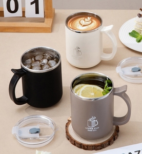 Tazas de Viaje de Acero Inoxidable 304 + PP de 500 ml con Logotipo Personalizado, Tazas de Oficina Aisladas para Beber, <span class=keywords><strong>Taza</strong></span> de Café Económica con Tapas Antiderrames - Product Image 1