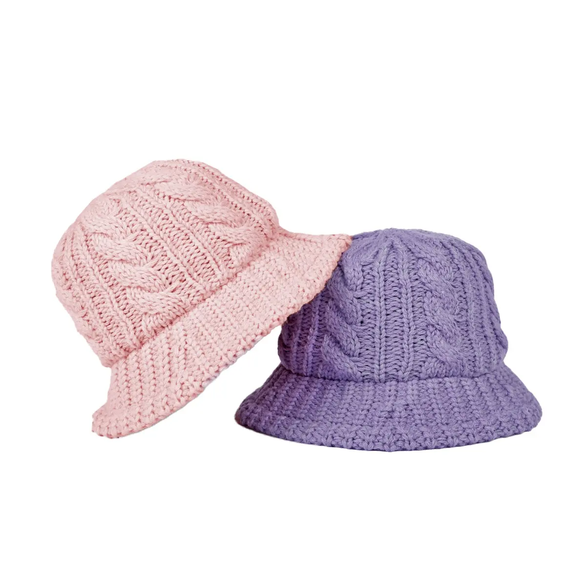 New fashion vacation colorful knit crochet bucket hat 100%acrylic cable knitted bucket hat